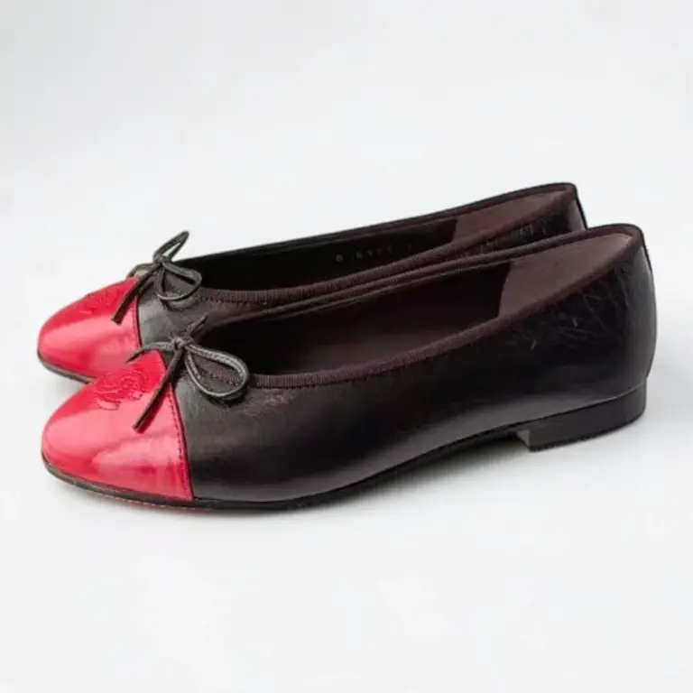 Ballet Flat Dark Brown & Red — 