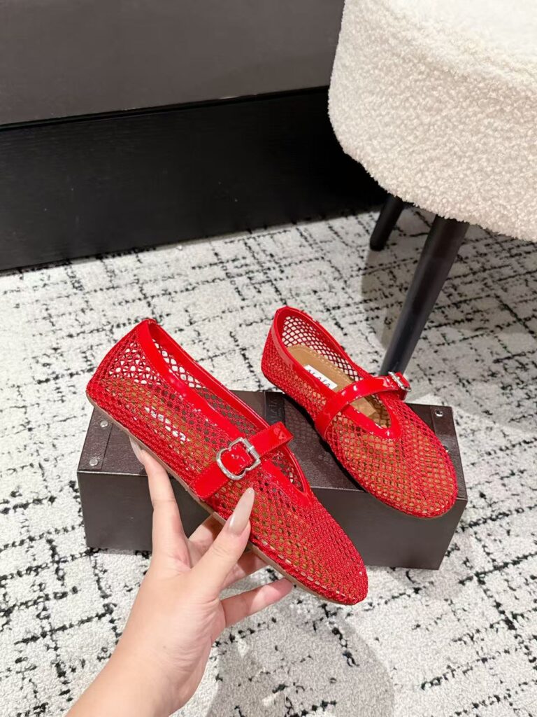 Alaïa Mesh Ballet Flat Red lacquered — 