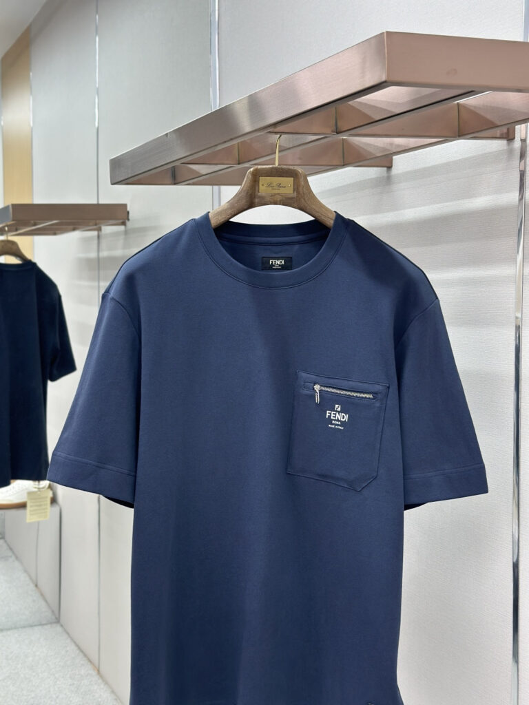 T-shirt with Zipped Pocket Blue Blue — Semelle & signature