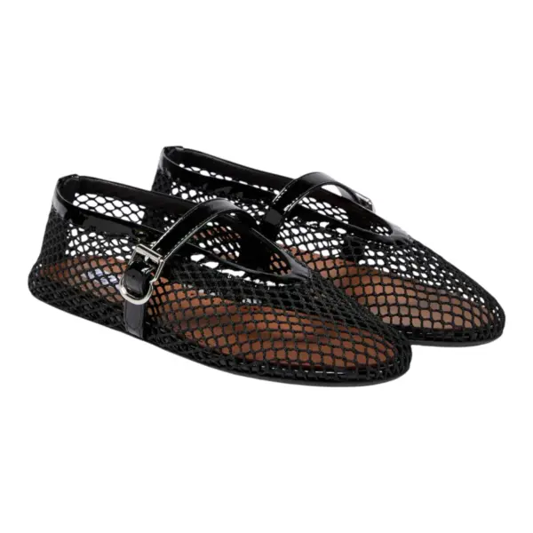 alaïa mesh ballet flat black lacquered