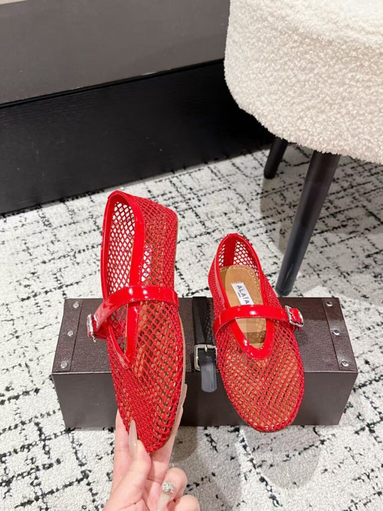 Alaïa Mesh Ballet Flat Red lacquered — 