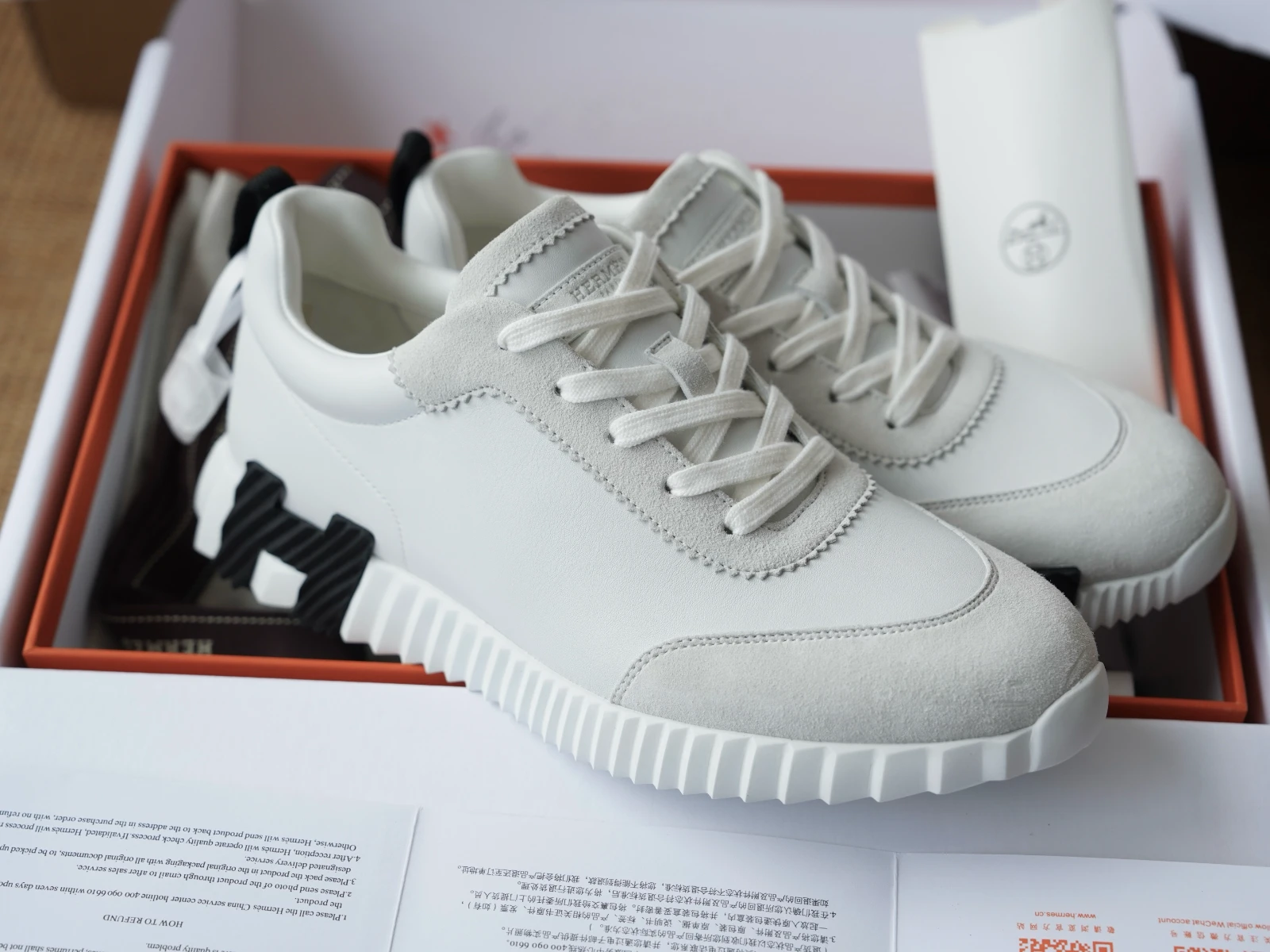 hermès bouncing white