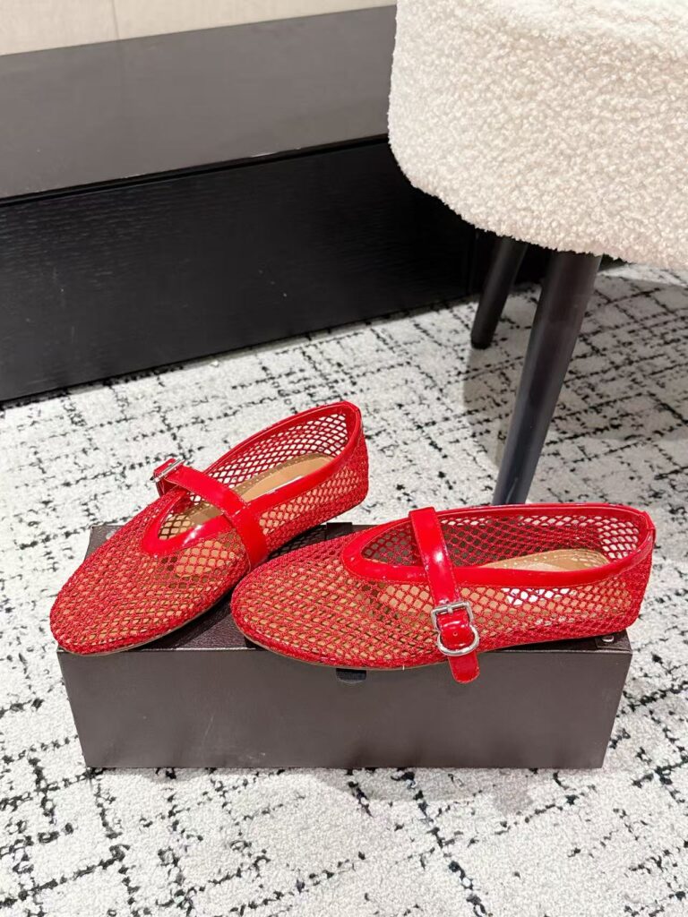 Alaïa Mesh Ballet Flat Red lacquered — Semelle & signature