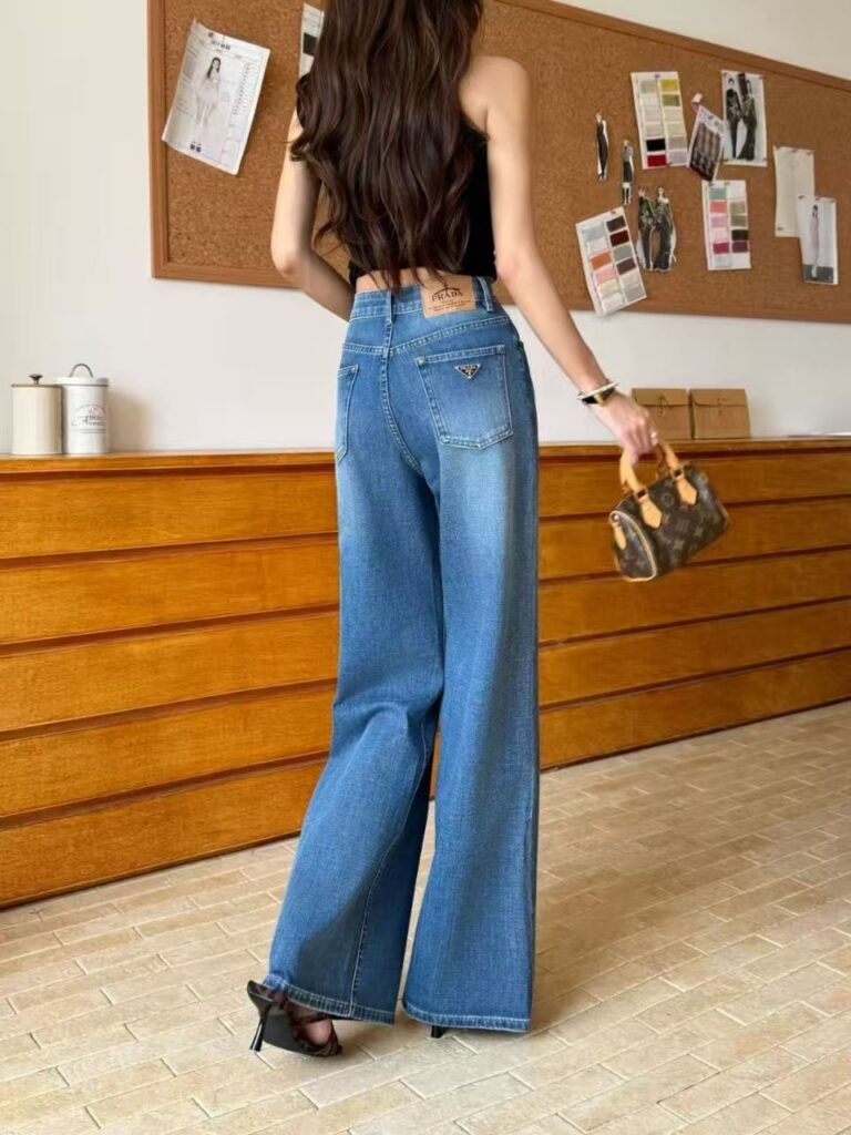 High Waisted Bell-bottom Jeans Blue — Profil