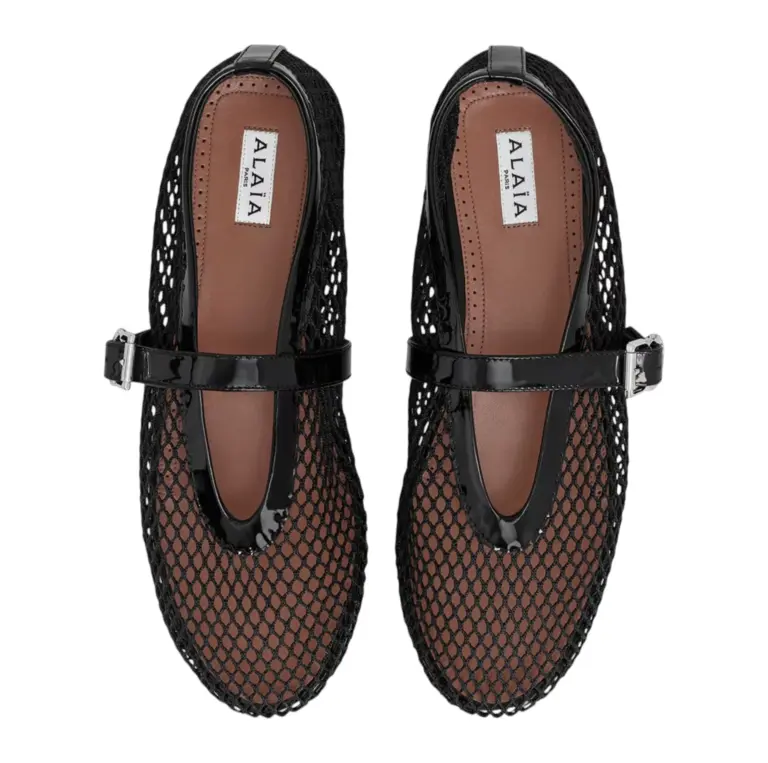 Alaïa Mesh Ballet Flat Black lacquered — Profil