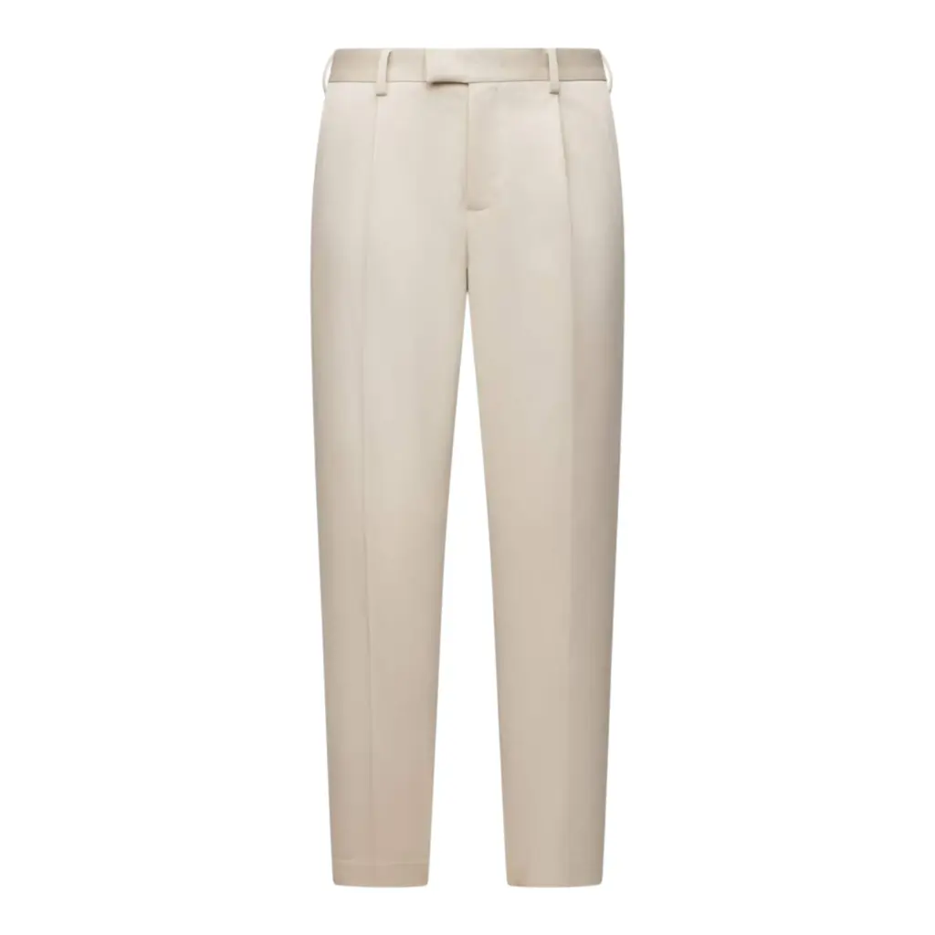 Tencel-Blend Long-Staple Cotton Trousers Beige