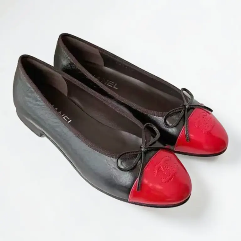 Ballet Flat Dark Brown & Red — 